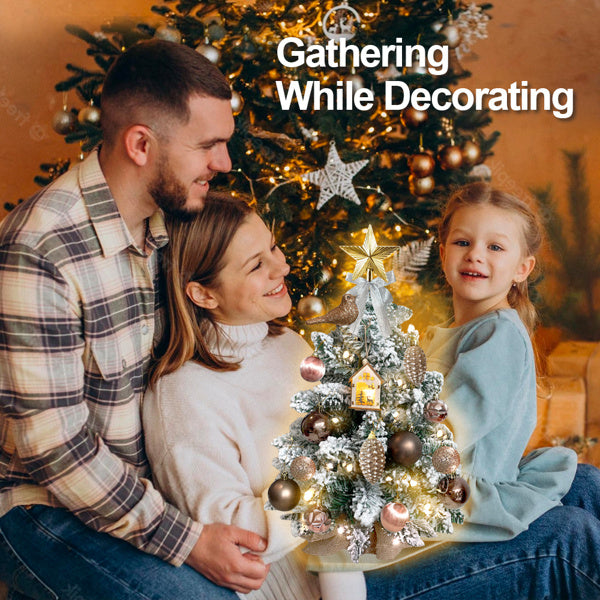 55cm Snowy Plush Christmas Tree with LED Lights | Festive Tabletop Holiday Decor