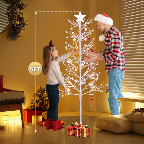 6FT Snowy White Fir Tree with LED Lights - Minimalist Christmas Decor for Indoor Winter Display