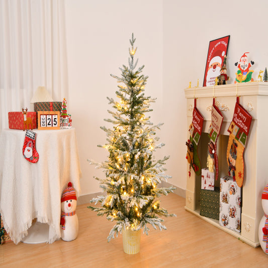 4ft Pre-Lit Green Christmas Tree with 120 Lights - Indoor PVC Holiday Decor for Home