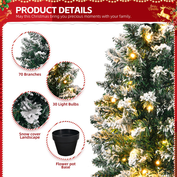 2ft Mini Snowy Christmas Tree with LED Lights - Battery Operated, 8 Modes, Indoor Holiday Decor