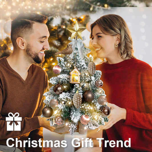 55cm Snowy Plush Christmas Tree with LED Lights | Festive Tabletop Holiday Decor