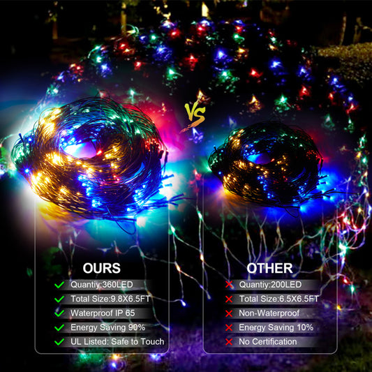 360 LED Curtain Fairy Lights - 3x2M Christmas Lights with Remote | Indoor & Outdoor Decoration