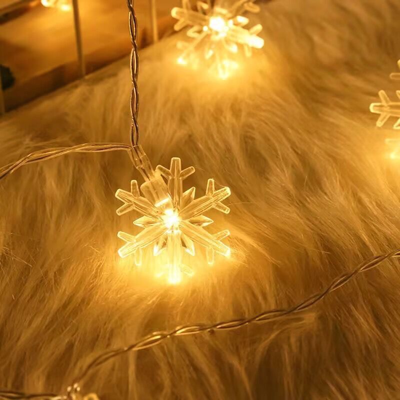 40 LED Snowflake & Star Christmas Lights | Warm White USB String | 6M Long | US Fast Shipping