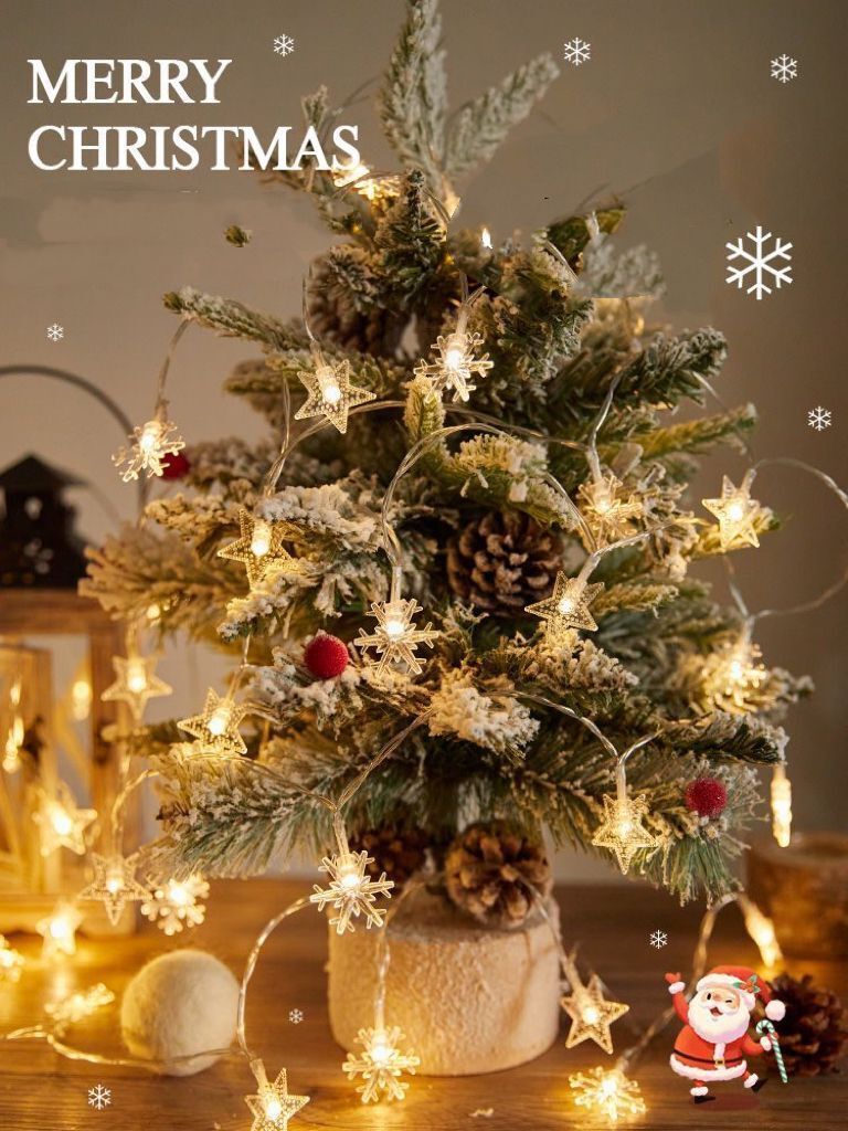 40 LED Snowflake & Star Christmas Lights | Warm White USB String | 6M Long | US Fast Shipping