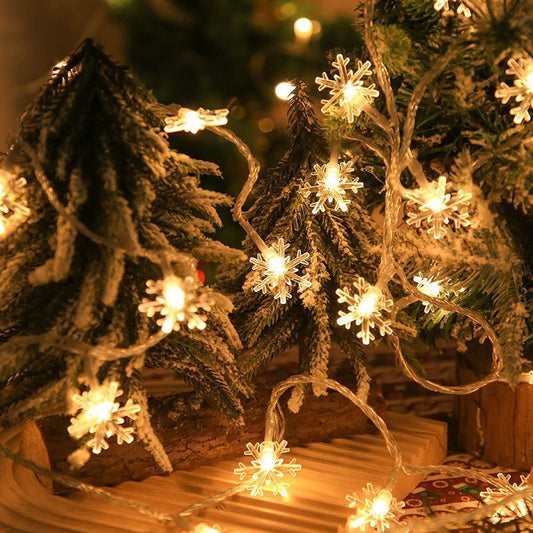 40 LED Snowflake & Star Christmas Lights | Warm White USB String | 6M Long | US Fast Shipping
