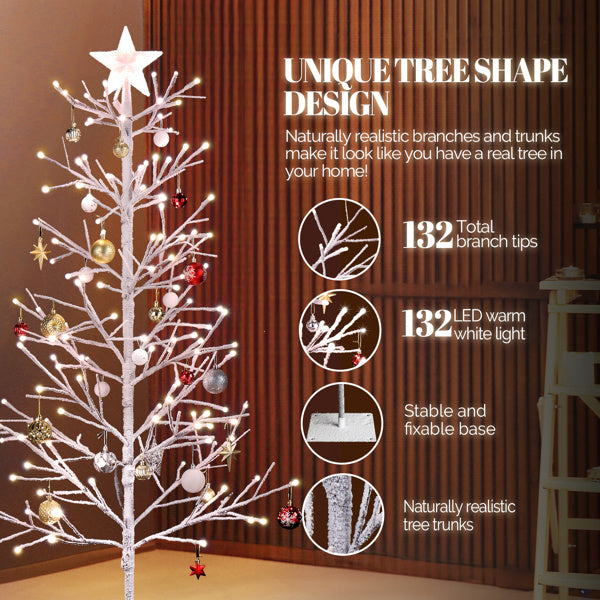 6FT Snowy White Fir Tree with LED Lights - Minimalist Christmas Decor for Indoor Winter Display