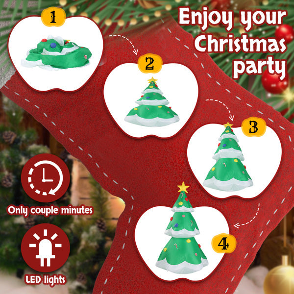 6.9FT Inflatable Christmas Tree With 4 LED Light Bundles - Easy Setup Outdoor Holiday Decoration