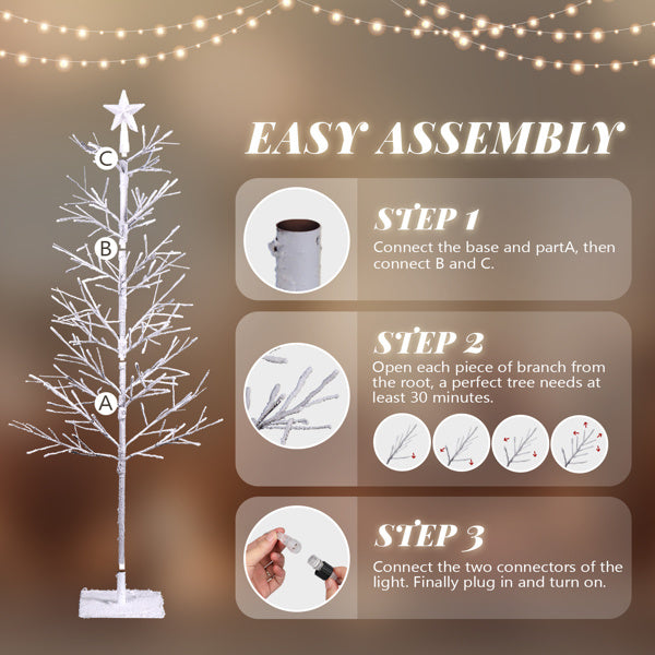 6FT Snowy White Fir Tree with LED Lights - Minimalist Christmas Decor for Indoor Winter Display