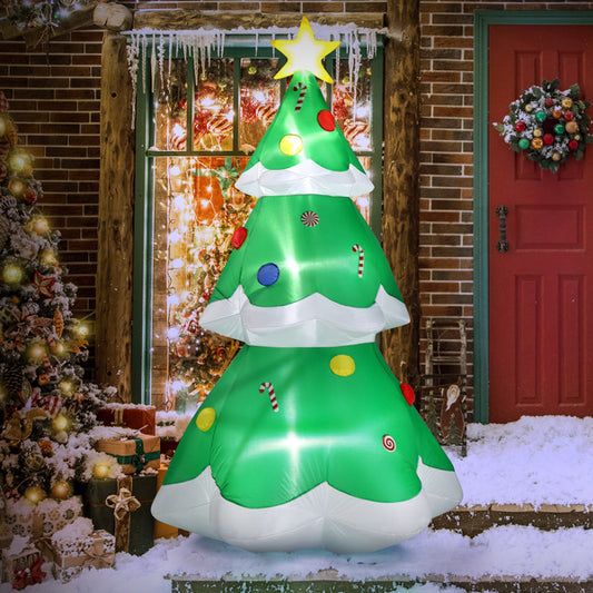6.9FT Inflatable Christmas Tree With 4 LED Light Bundles - Easy Setup Outdoor Holiday Decoration