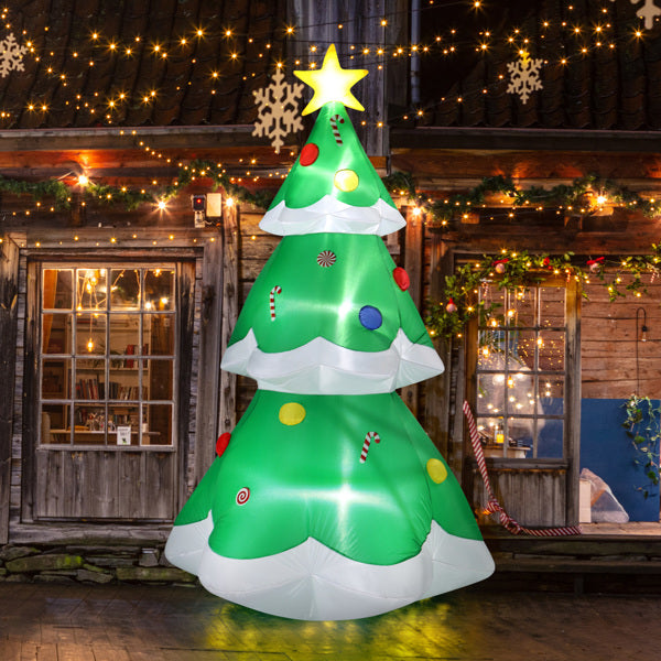 6.9FT Inflatable Christmas Tree With 4 LED Light Bundles - Easy Setup Outdoor Holiday Decoration