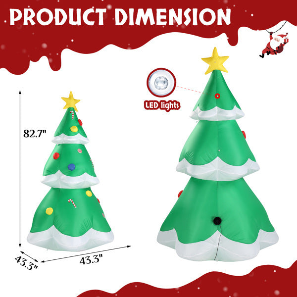 6.9FT Inflatable Christmas Tree With 4 LED Light Bundles - Easy Setup Outdoor Holiday Decoration