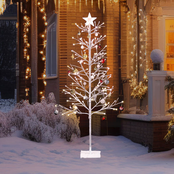 6FT Snowy White Fir Tree with LED Lights - Minimalist Christmas Decor for Indoor Winter Display