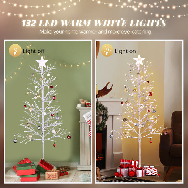 6FT Snowy White Fir Tree with LED Lights - Minimalist Christmas Decor for Indoor Winter Display