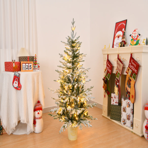 4ft Pre-Lit Green Christmas Tree with 120 Lights - Indoor PVC Holiday Decor for Home