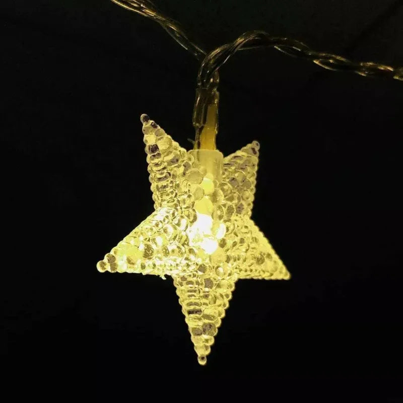 40 LED Snowflake & Star Christmas Lights | Warm White USB String | 6M Long | US Fast Shipping