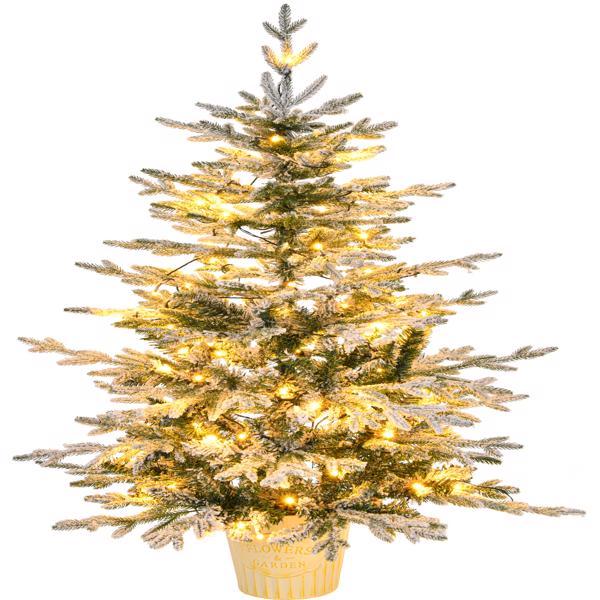 4ft Pre-Lit Green Christmas Tree with 120 Lights - Indoor PVC Holiday Decor for Home