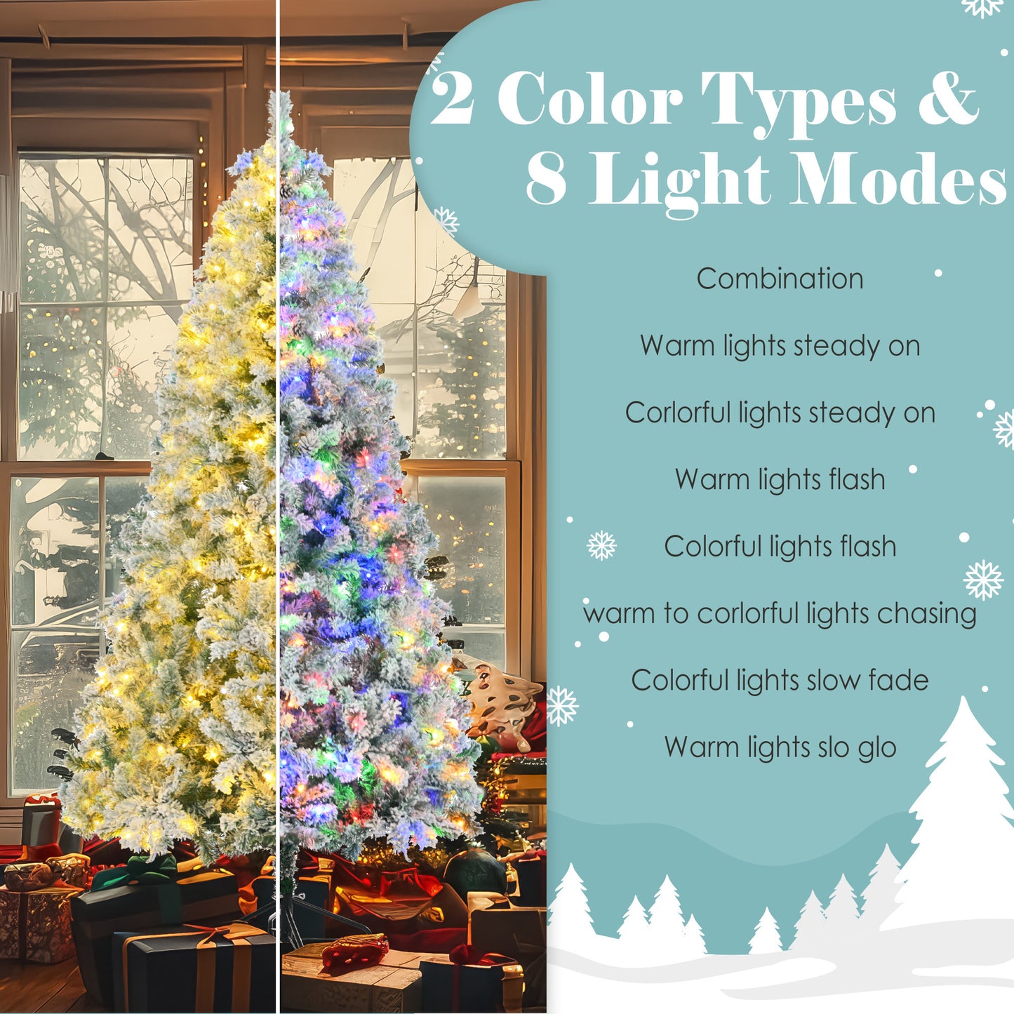 Snow Flocked 6FT Christmas Tree with LED Lights & Garland | Prelit Holiday Decor, Pine Cones