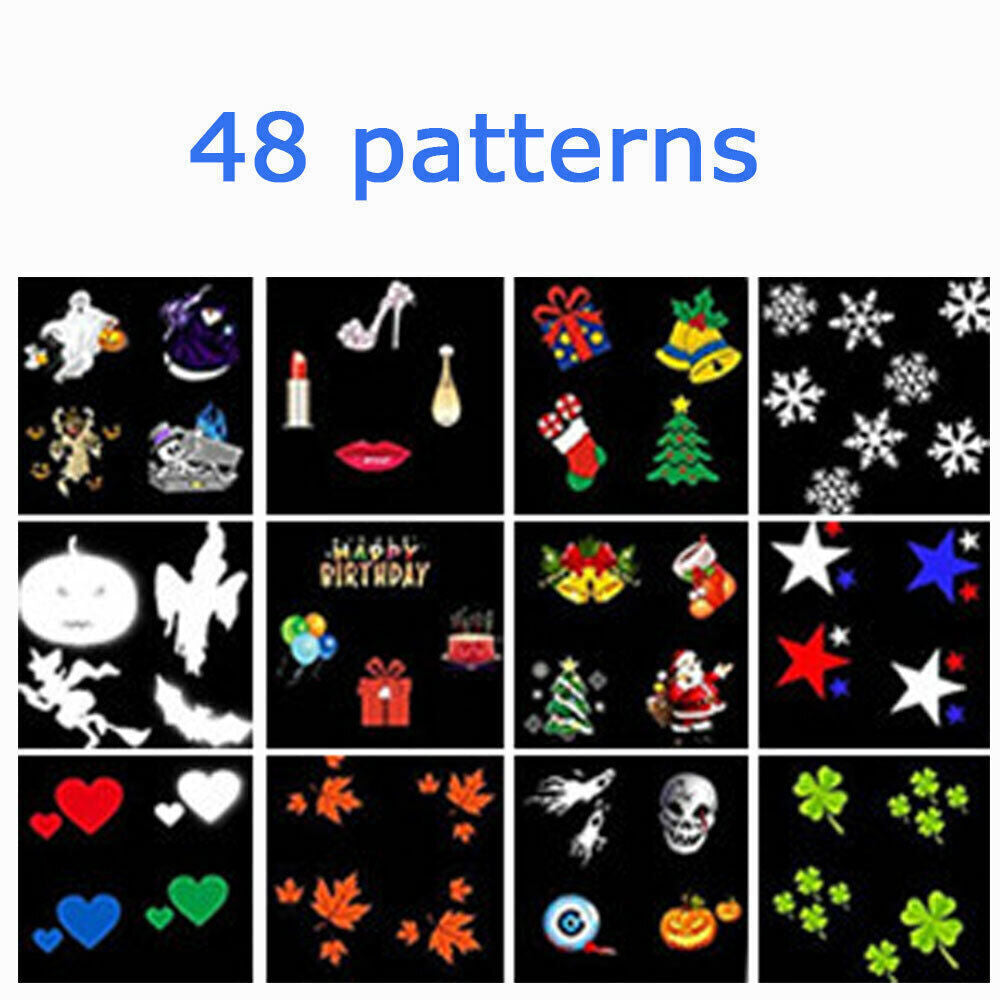 48 Pattern LED Christmas Projector Light - Snow Laser Landscape Lamp for Garden & Holiday Decor