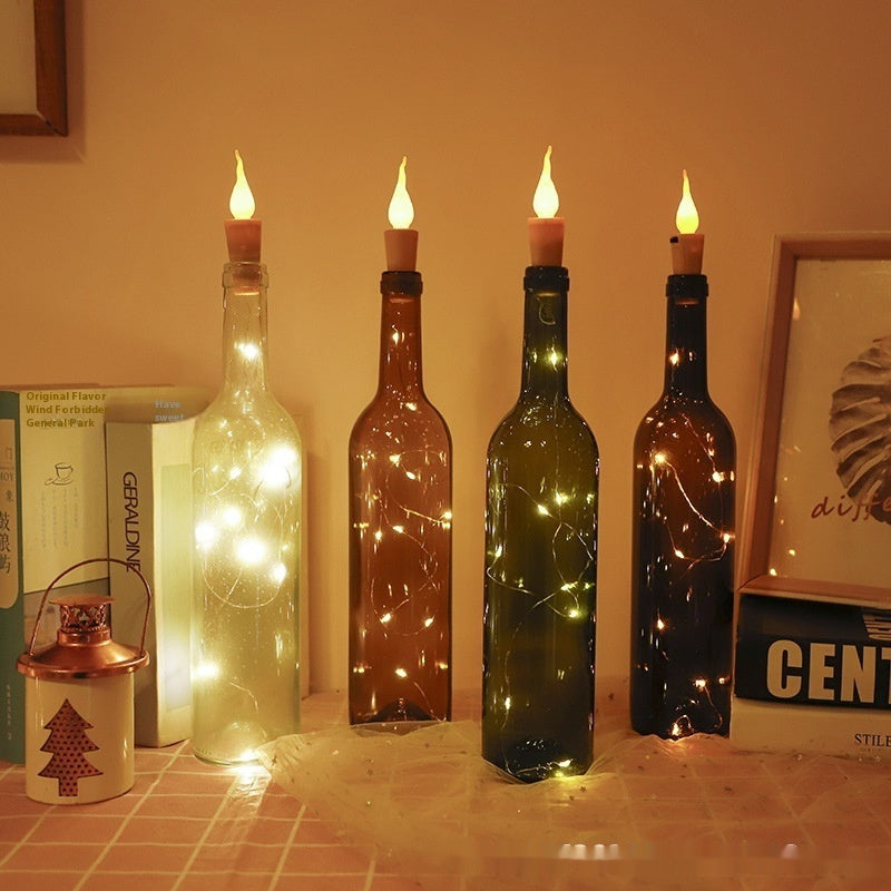 LED Wine Bottle String Lights - Candle Stopper with Flashing Strip for Festive Decor