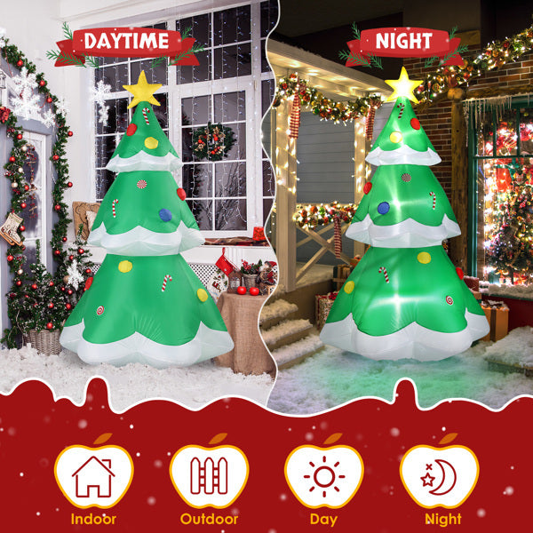 6.9FT Inflatable Christmas Tree With 4 LED Light Bundles - Easy Setup Outdoor Holiday Decoration